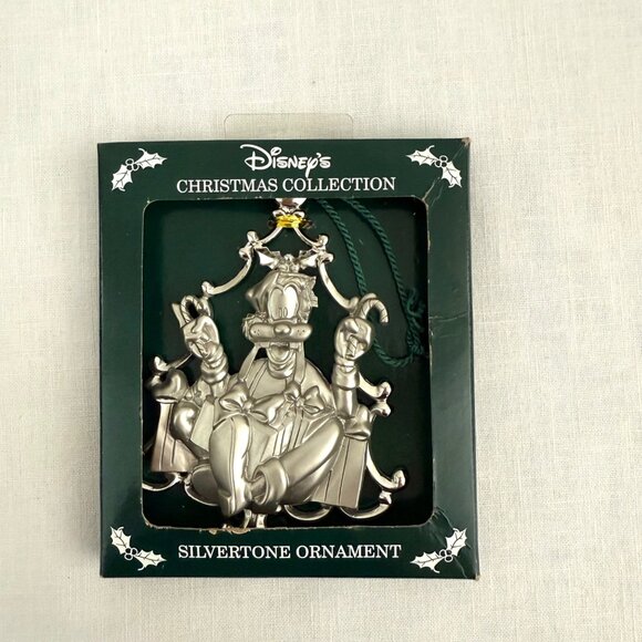 Disney Christmas Goofy Silvertone Ornament Original Box Made In USA Vintage 1989 - Picture 8 of 14